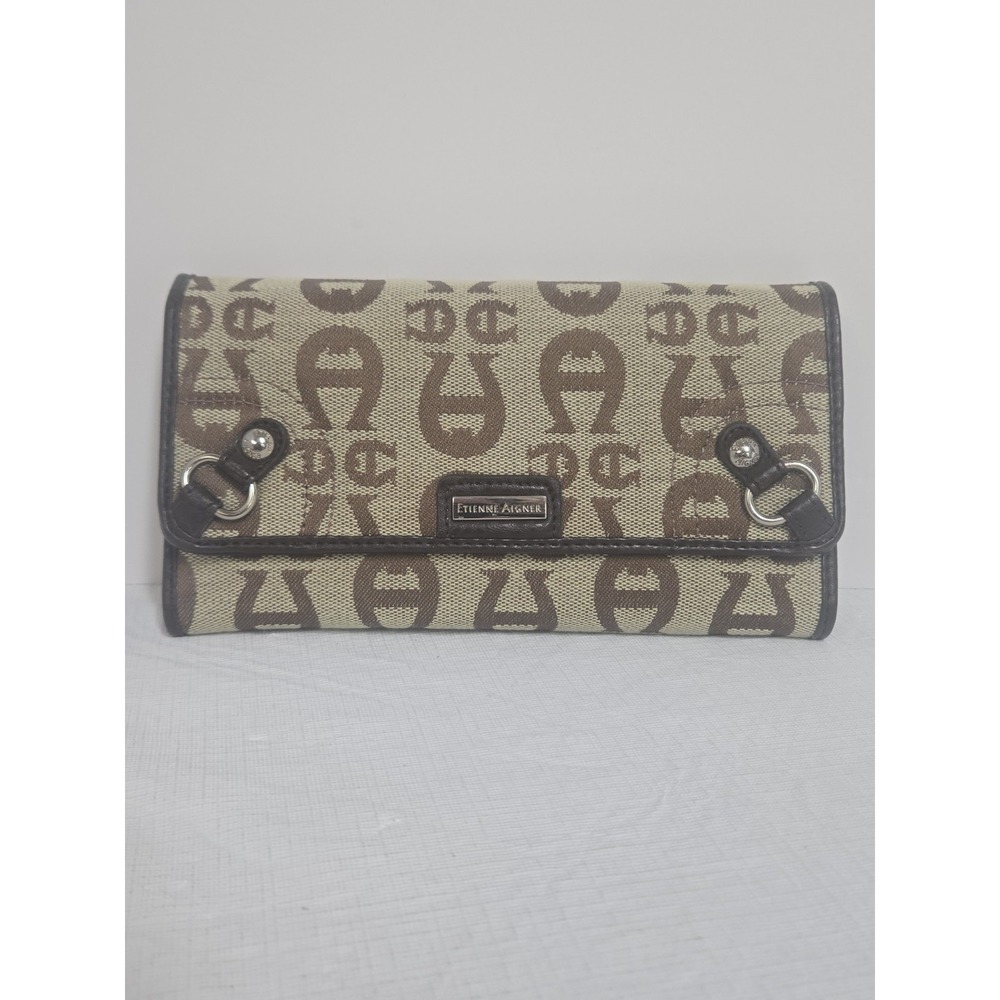 Etienne Aigner Keila Personal Assets Wallet Camel Logo Jacquard New With Tag‎